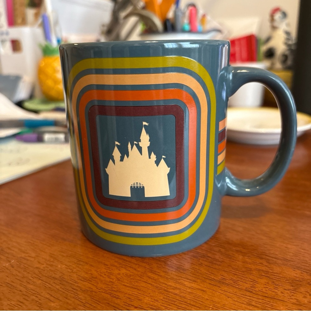 Disney Parks Fantasyland Castle Retro Stoneware 14oz Coffee Mug, Blue
